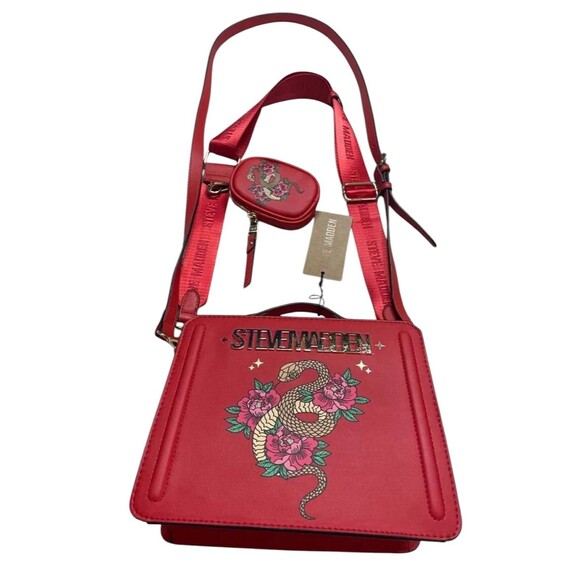 STEVE MADDEN Red Snake LUNAR NEW YEAR Double STRAP Satchel BAG NWT - Picture 2 of 4